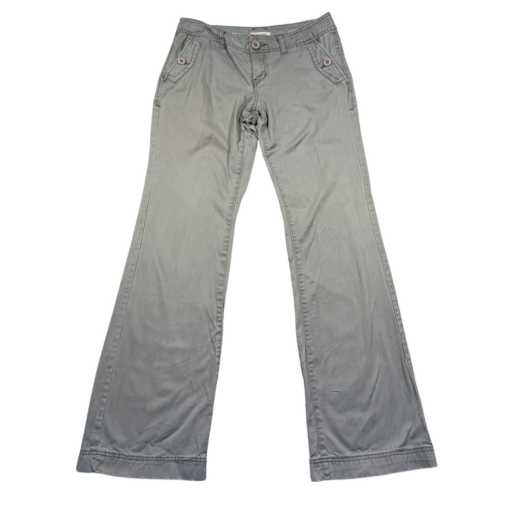 Aeropostale Flare Pants Womens 7/8L Grey Low Rise Vintage Y2K Cotton Utility